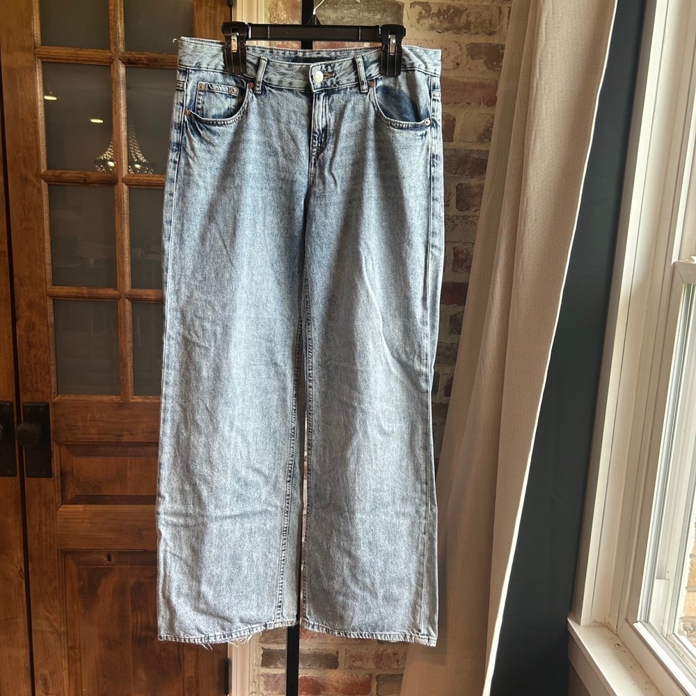 Aeropostale Jeans Women 6 REG Light Wash Acid Wash Aero Baggy Wide Leg High Rise